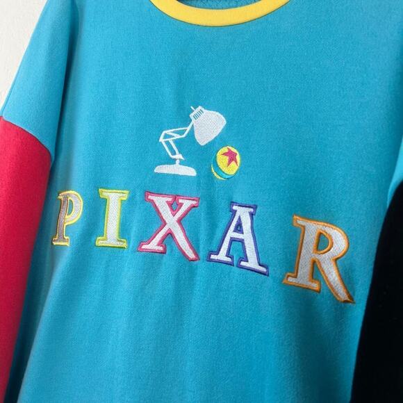 Disney Pixar Luxo Jr. & Logo Colorblock Pullover Crewneck Sweatshirt Size Large - Picture 3 of 7